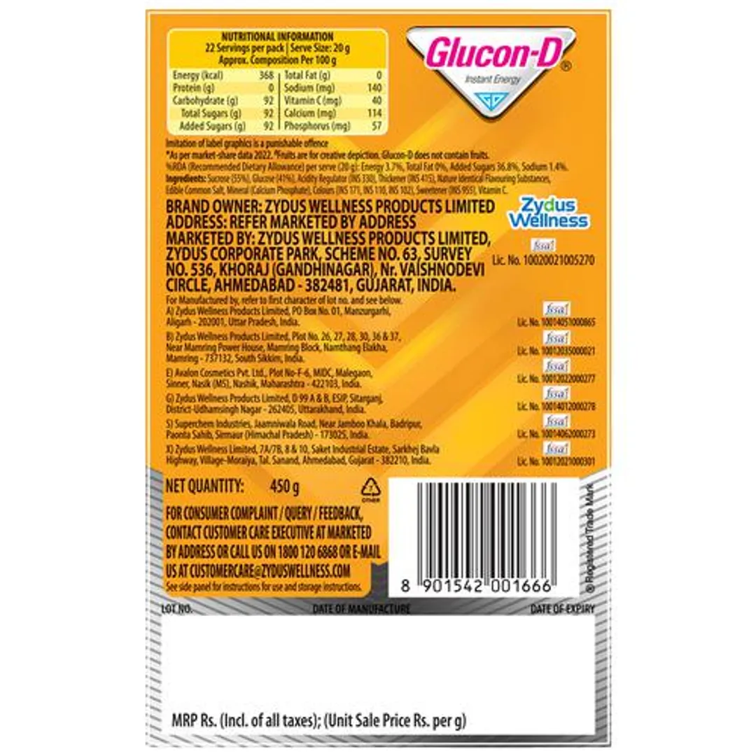 Glucon D Instant Energy Drink - Mango Blast 450 g view 2