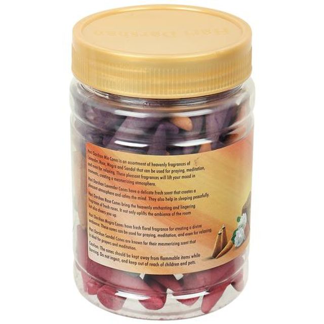 Hari Darshan Mix Dry Dhoop Cones - Lavender, Rose, Sandal, Mogra, 120 Pieces view 2