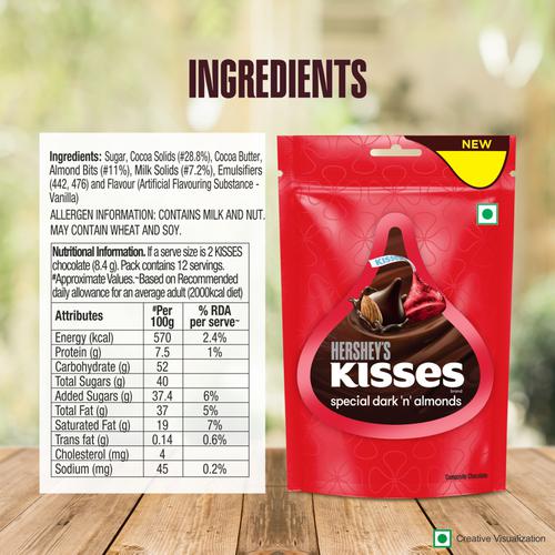 Hersheys Kisses Special Dark & Almonds Chocolate 33.6 g view 3