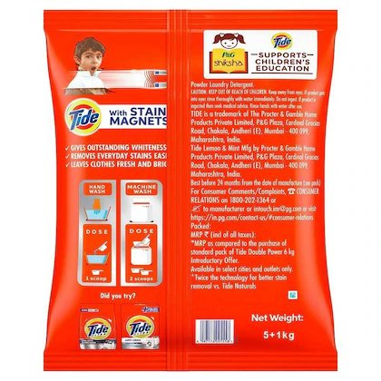 Tide Lemon & Mint Detergent Powder 6 Kg view 2