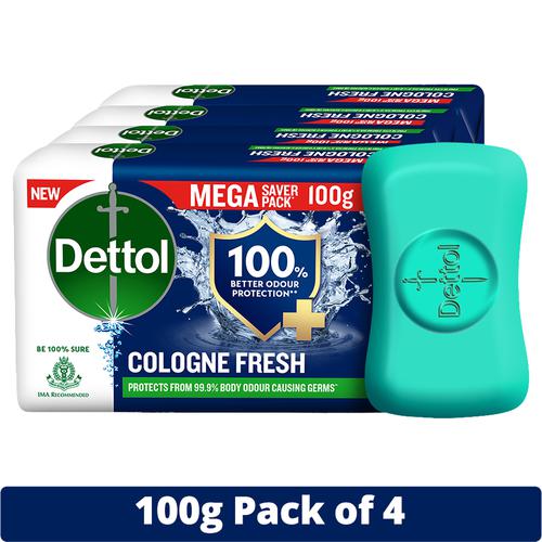Dettol Cologne Fresh Bathing Soap (Pack of 4 x 100 g each) Dettol Cologne Fresh Bathing Soap (Pack of 4 x 100 g each)