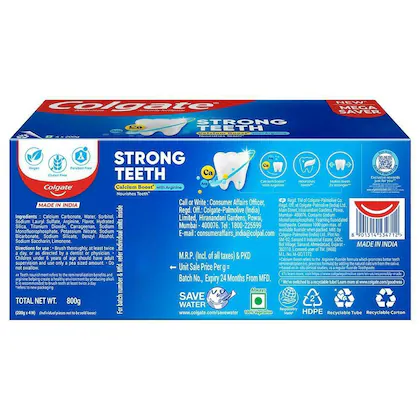 Colgate Strong Teeth Anticavity Toothpaste 800 g (Pack of 4 x 200 g each) view 2