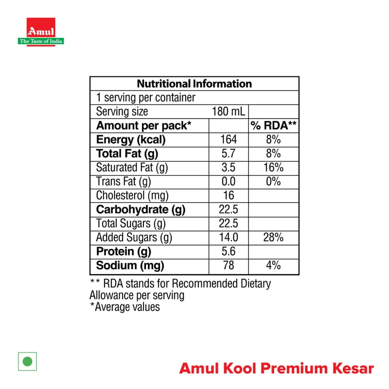 Amul Kool Premium Kesar 180 ml view 3
