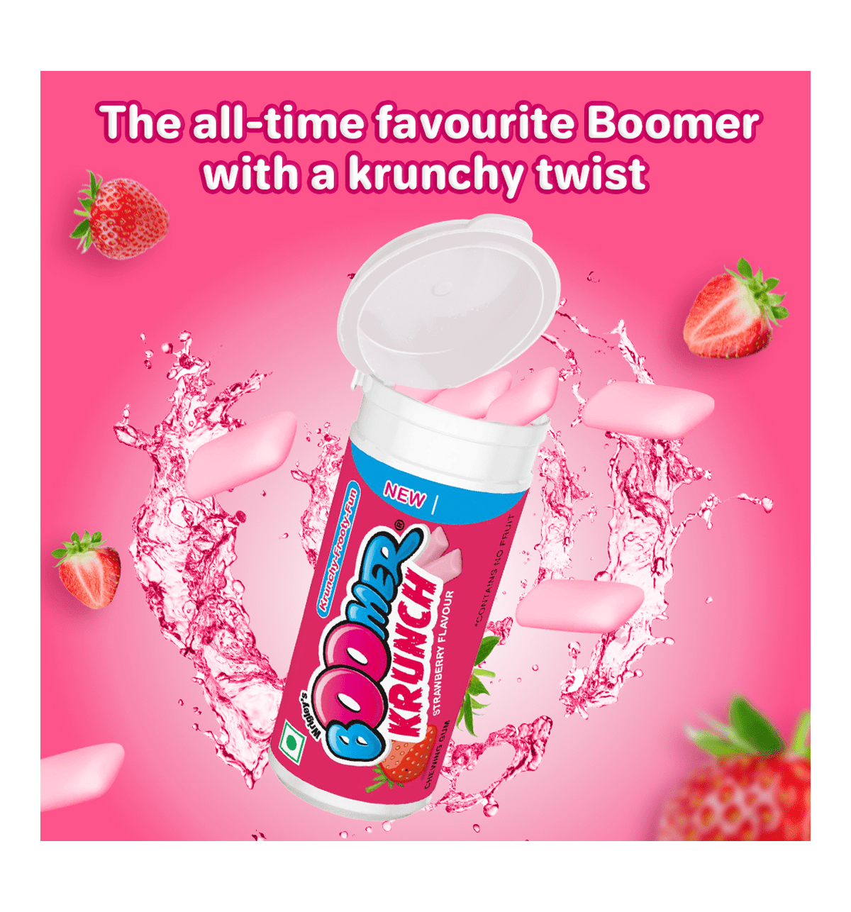 Boomer Krunch Strawberry Chewing Gum 28.8 g view 2