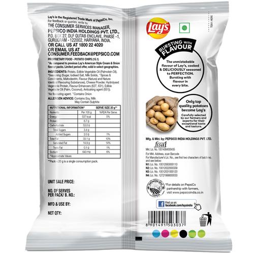 Lays Potato American Style Cream & Onion Chips 30 g view 2
