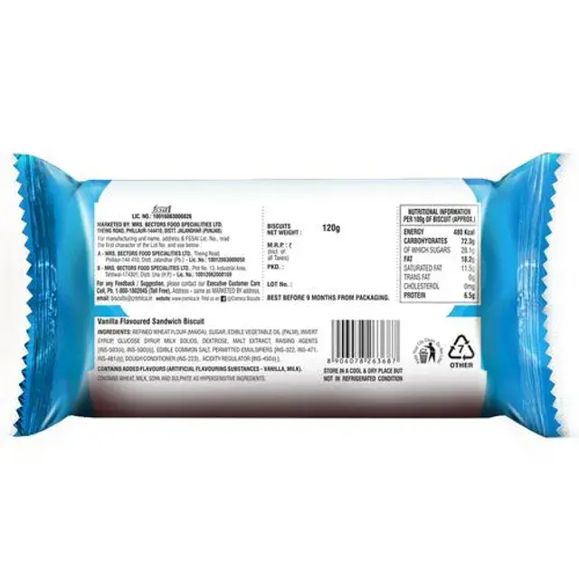 Cremica Vanilla Cremes Biscuit 120 g view 2