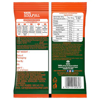 Tata Soulfull Masala Oats - Desi Veggie 38 g view 2