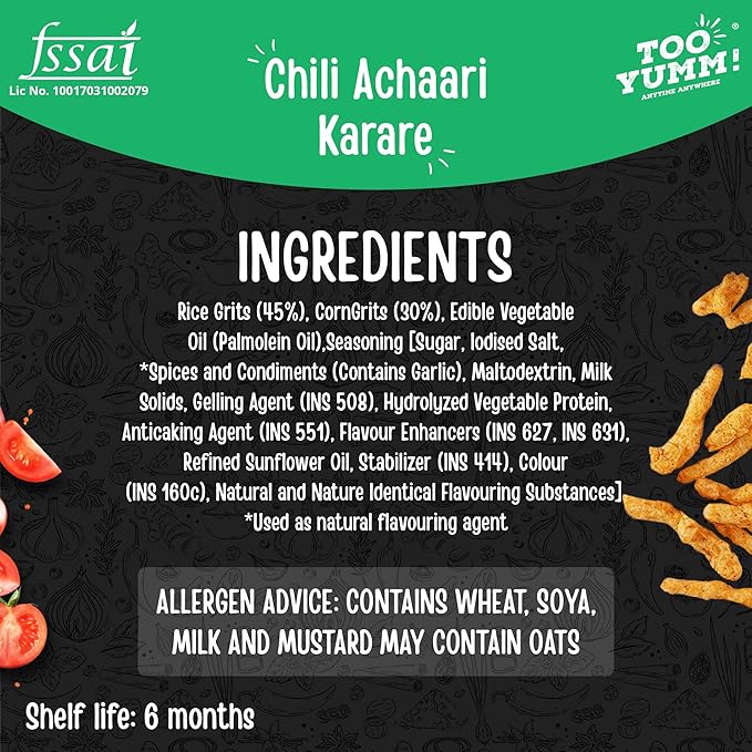 Too Yumm Karare Namkeen - Chilli Achari 70 g view 4