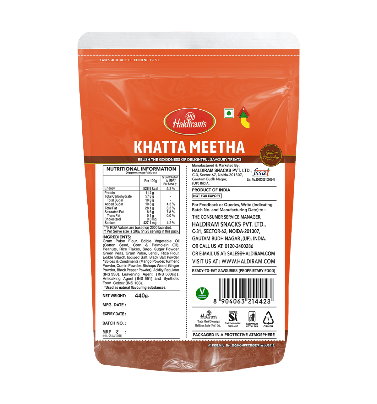 Haldiram Khatta Meetha 440 g view 2