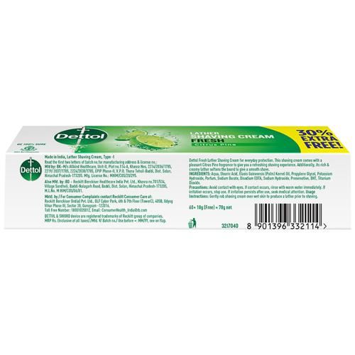 Dettol Shaving Cream - Fresh Citrus Pine 78 g view 2