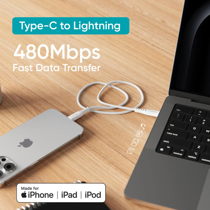 Ambrane MFI Certified Type C To Lightning Cable view 2