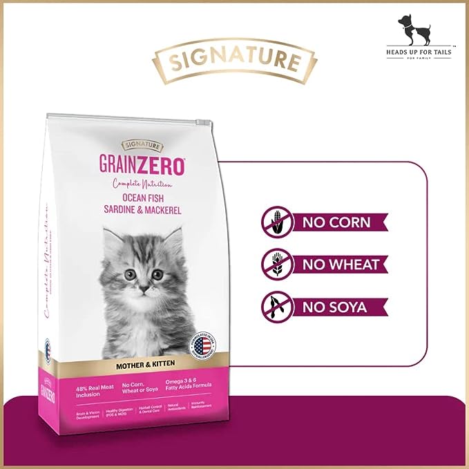 Grainzero Cat Dry Food - Mother & Kitten, Ocean Fish Sardine & Mackerel 1.2 Kg view 3