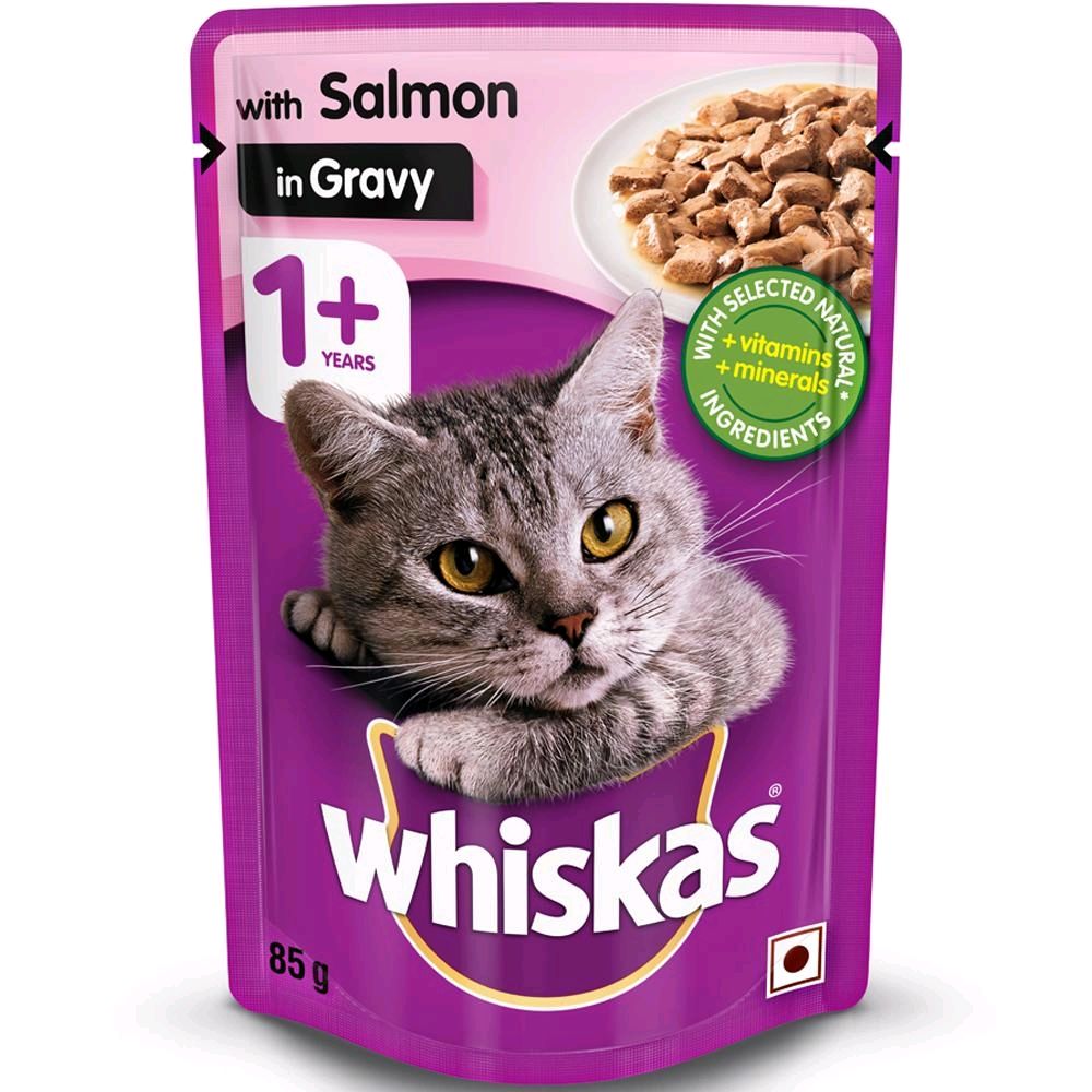 Whiskas Wet Cat Food Adult 1+ Years - Salmon in Gravy 85 g