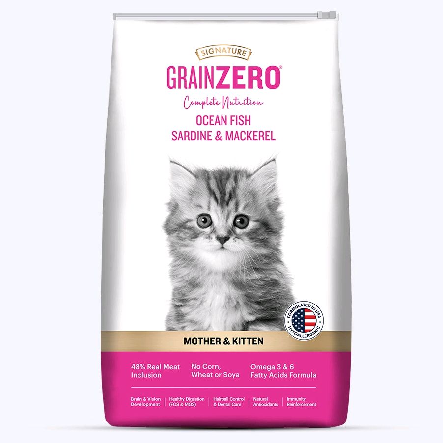 Grainzero Cat Dry Food - Mother & Kitten, Ocean Fish Sardine & Mackerel 1.2 Kg
